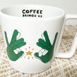 Starbucks coffee brings us together. White 12 fl ounce.